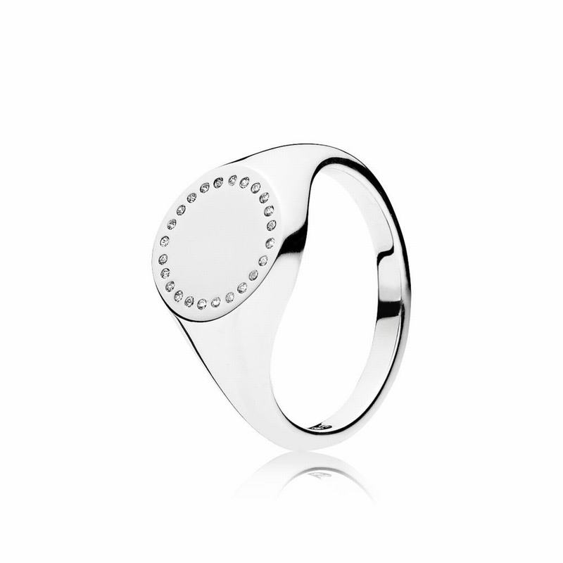 Pandora Circle Signet Stackable Ring Clearance NZ, Sterling Silver (650178-BIE)